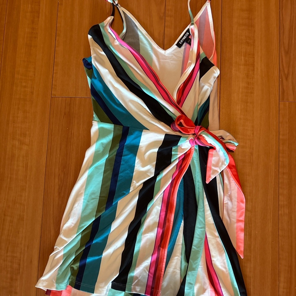 Express Blue and Pink Tie Front Romper